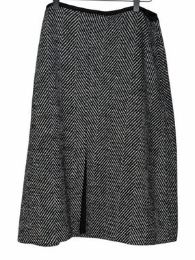 Ann Taylor Wool Blend Black Front Slit Skirt 12